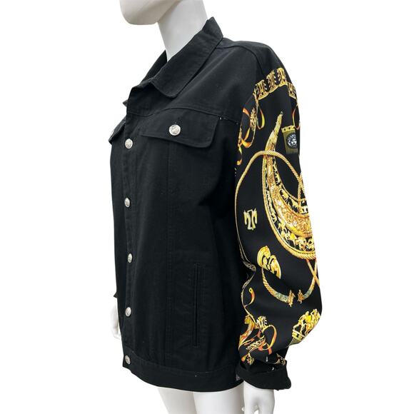 Dapper Dan VTG Authentic 90s Upcycled Print Denim Jacket SZ L - Picture 5 of 8